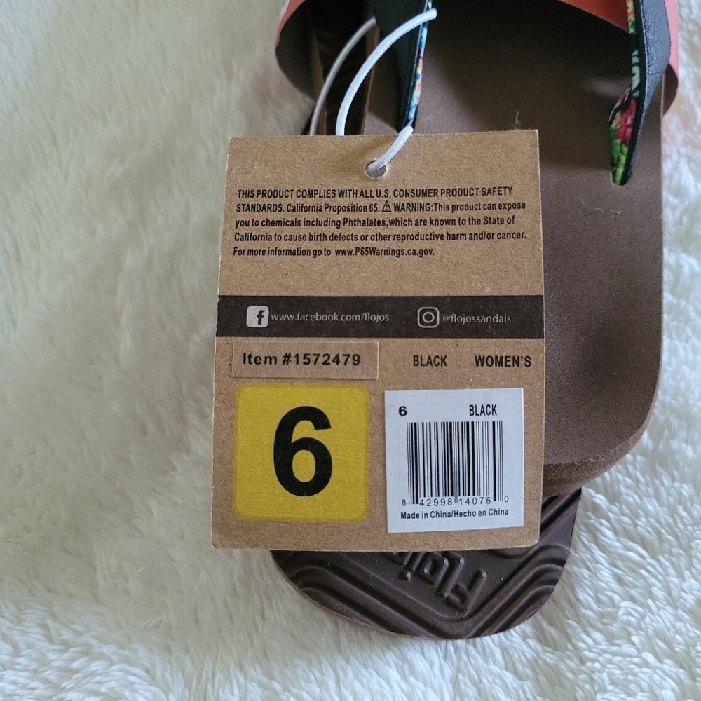 Flojos Women's Flip Flops in Black🖤 Size 6 - NWT - Picture 12 of 16